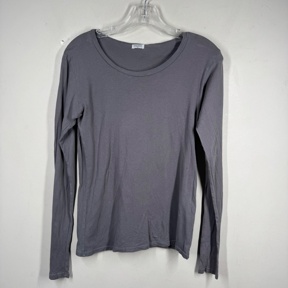 Robindira Unsworth Womens Long Sleeve Scoop Neck Tee Shirt Gray Size Small *FLAW - Picture 1 of 16